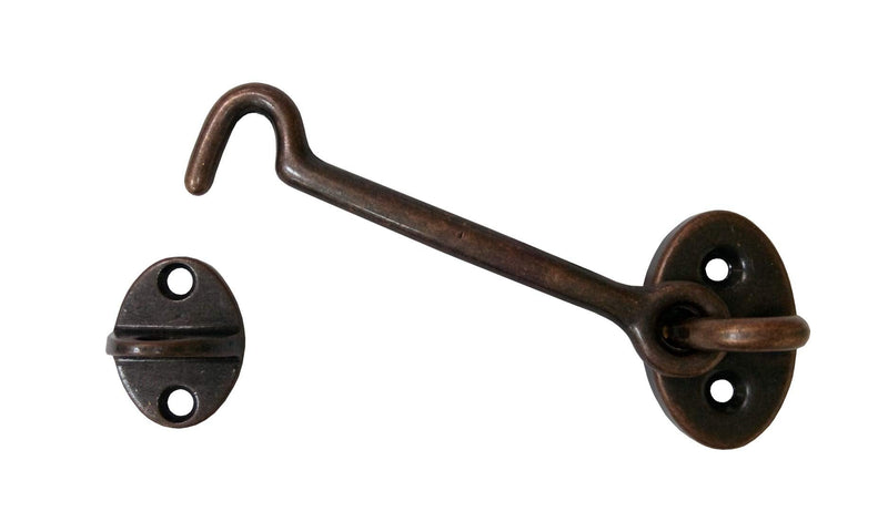  [AUSTRALIA] - QCAA Heavy Duty Solid Brass Barn Door Hook Latch & Eye, 5" Antique Copper, 1 Pack Antique Copper (5")