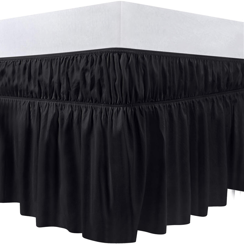  [AUSTRALIA] - Utopia Bedding Elastic Bed Ruffle - Easy Wrap Around Dust Ruffle - 16 Inch Tailored Drop - Hotel Quality, Shrinkage and Fade Resistant (Full, Black) Full