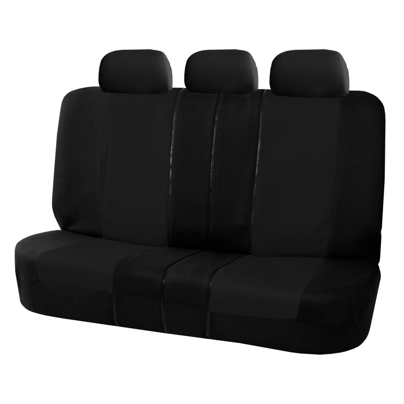  [AUSTRALIA] - TLH Multifunctional Flat Cloth Seat Covers Rear Set, Airbag Compatible, Black Color-Universal Fit for Cars, Auto, Trucks, SUV