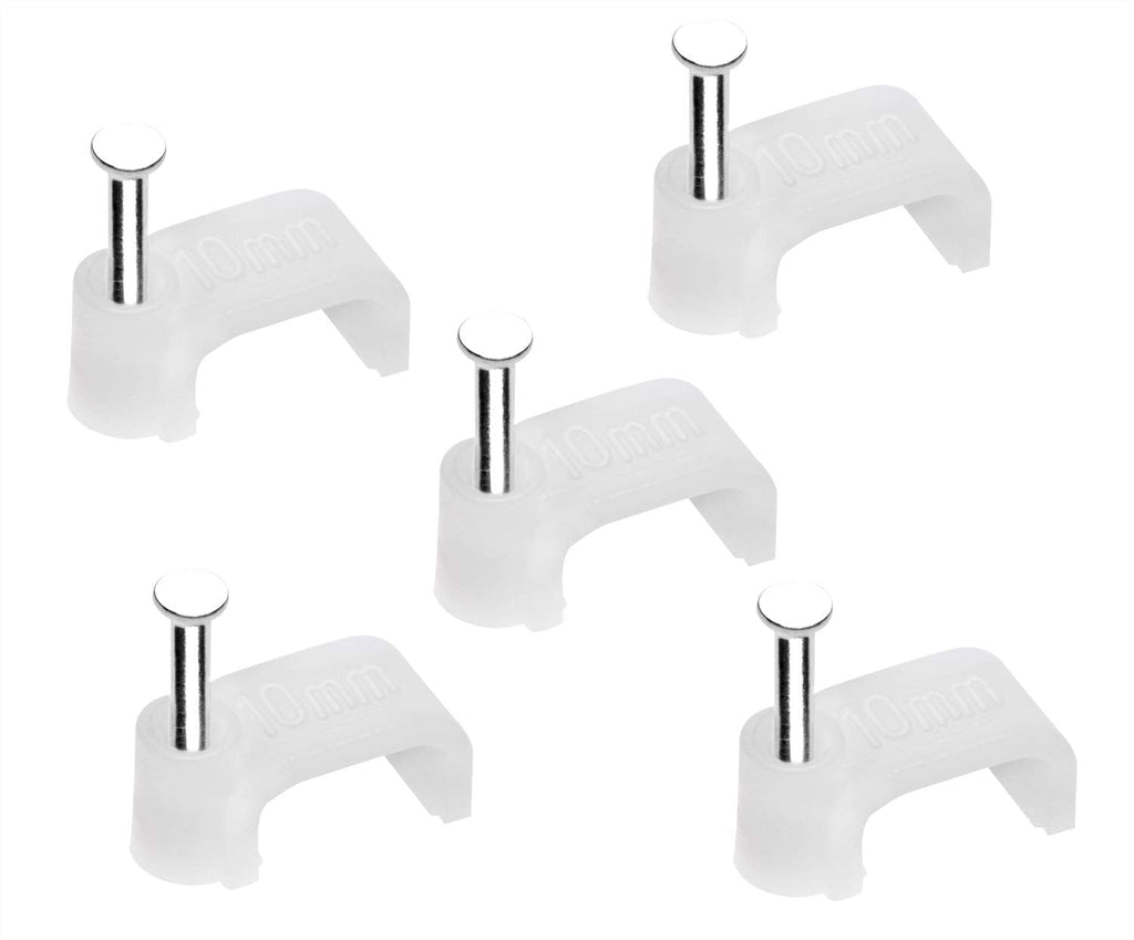  [AUSTRALIA] - Mini Skater 10mm Square White Nylon Wire Cable Clips Electrical Ethernet Cord Clamp Management with Steel Nail,200Pcs