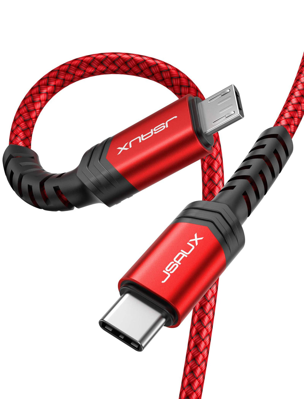 USB C to Micro USB Cable 6.6FT, JSAUX Type C to Micro USB Charger Braided Cord， Support Charge & Sync Compatible with MacBook (Pro),Galaxy S8, S9, S10, Pixel 3 XL, 2 XL and Micro USB Devices- Red/2M - LeoForward Australia