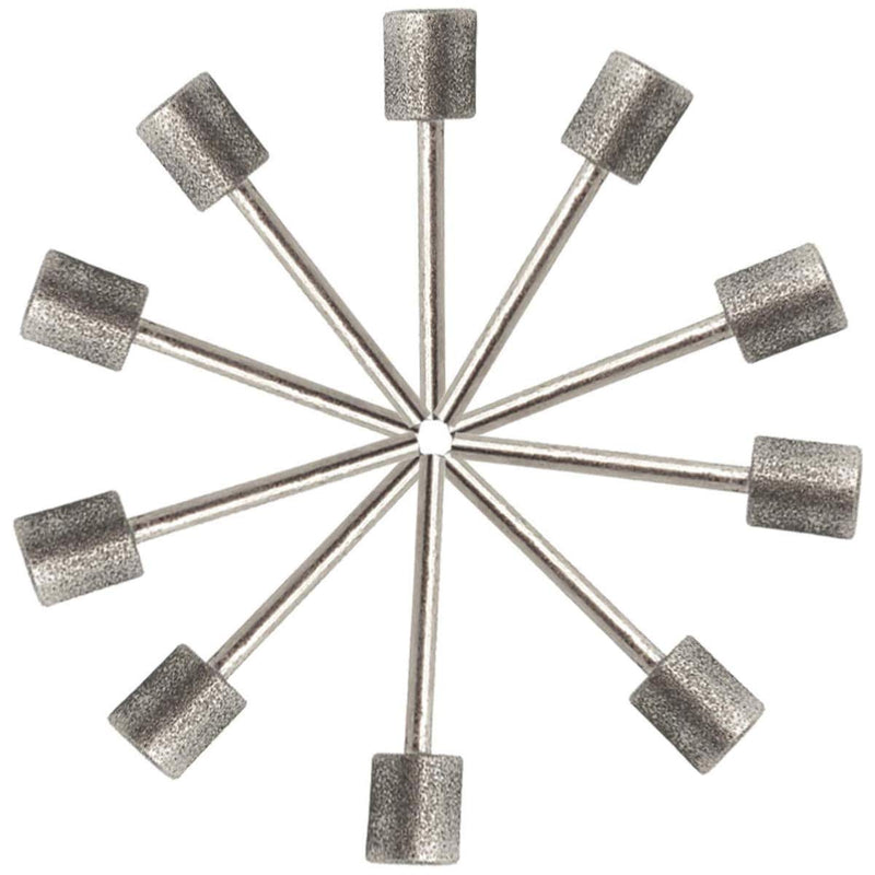  [AUSTRALIA] - NGe 10 Pcs 12mm Cylinder Head Diamond Coated Mounted Points Grinding Bit - 3mm Shank