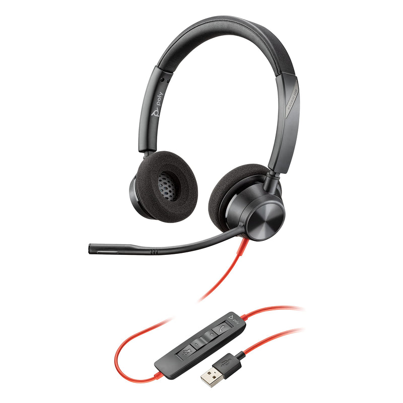  [AUSTRALIA] - Plantronics - Blackwire 3320 USB-A - Wired, Dual-Ear (Stereo) Headset with Boom Mic - USB-A to connect to your PC, Mac or Cell Phone - Works with Teams, Zoom & more Stereo