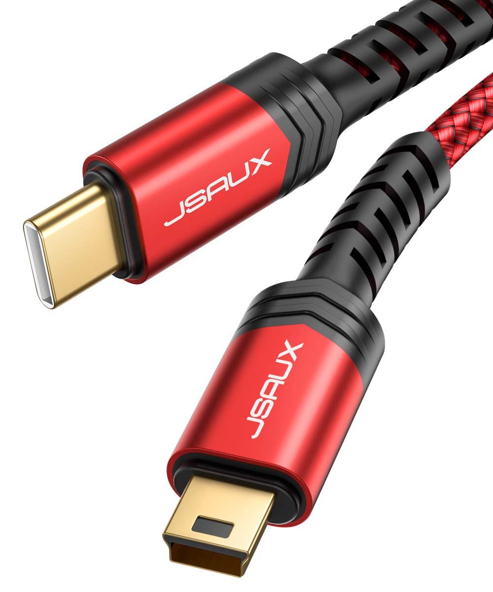 Mini USB to Type C Cable, JSAUX USB C to Mini USB 6.6FT Cable Charging Cord for GoPro Hero 3+, PS3 Controller, MP3 Player, Dash Cam, Digital Camera, GPS Receiver, PDAs and More Mini B Devices 2M/Red - LeoForward Australia