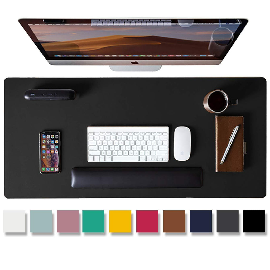 Leather Desk Pad Protector,Mouse Pad,Office Desk Mat, Non-Slip PU Leather Desk Blotter,Laptop Desk Pad,Waterproof Desk Writing Pad for Office and Home (Black,31.5" x 15.7") 31.5" x 15.7" Black - LeoForward Australia
