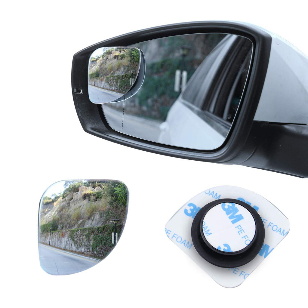  [AUSTRALIA] - LivTee Blind Spot Mirror，Fan Shaped 2.5‘’ HD Glass Frameless Convex Rear View Mirror with wide angle Adjustable Stick for Cars SUV and Trucks, Pack of 2