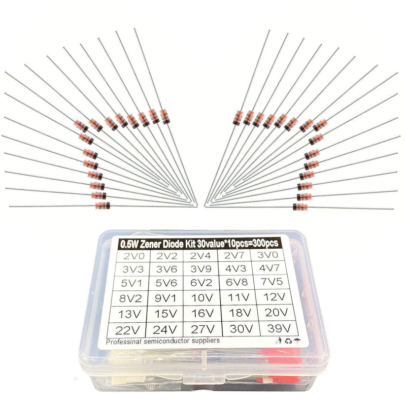 Makeronics 300 pcs 0.5w Zener Diode Assortment 30 Values - LeoForward Australia