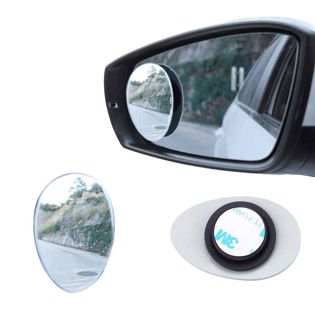  [AUSTRALIA] - LivTee Blind Spot Mirror, Oval HD Glass Frameless Convex Rear View Mirror with wide angle Adjustable Stick for Cars SUV and Trucks, Pack of 2