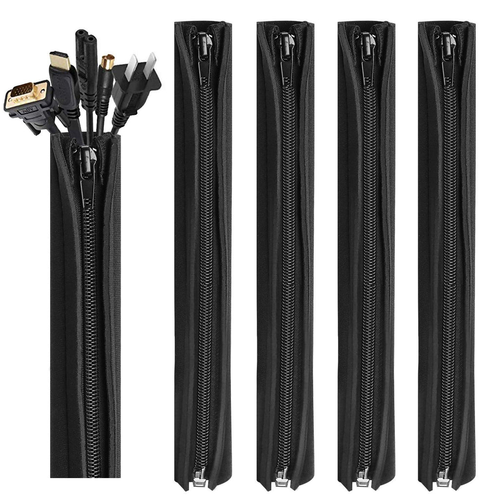  [AUSTRALIA] - Pasow Cable Management Sleeve Neoprene Cord Organizer Wrap Cover (Pack of 5)