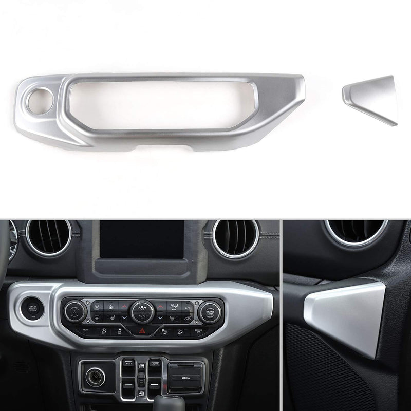  [AUSTRALIA] - RT-TCZ Car Silver Air Conditioner Control Panel Trim Decoration Stickers Trim ABS Cover for Jeep 2018-2020 JL Silver for Jeep Wrangler Accessories Silver Color