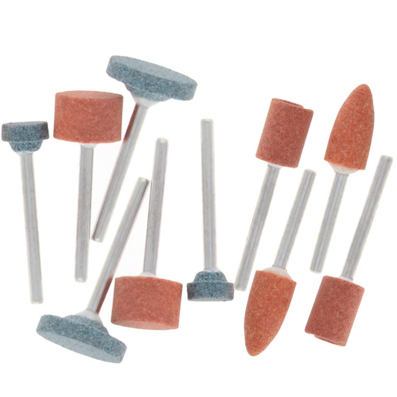  [AUSTRALIA] - Utoolmart Abrasive Stone Points Set Grinding Wheel Polishing Head Bit with 3 mm Shank 10 Pcs 10pcs