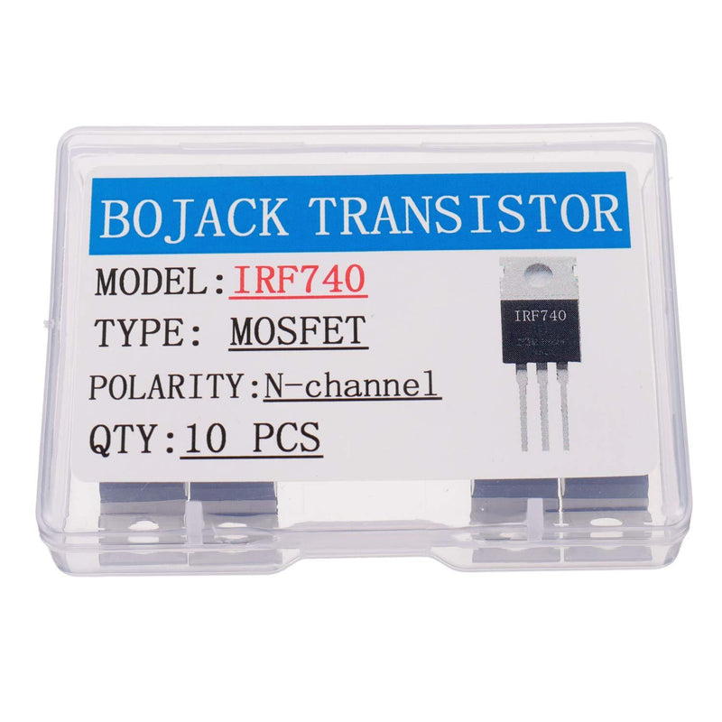 BOJACK IRF740 MOSFET Transistors IRF740N 10A 400V N-Channel Power MOSFET TO-220 (Pack of 10 Pcs) - LeoForward Australia