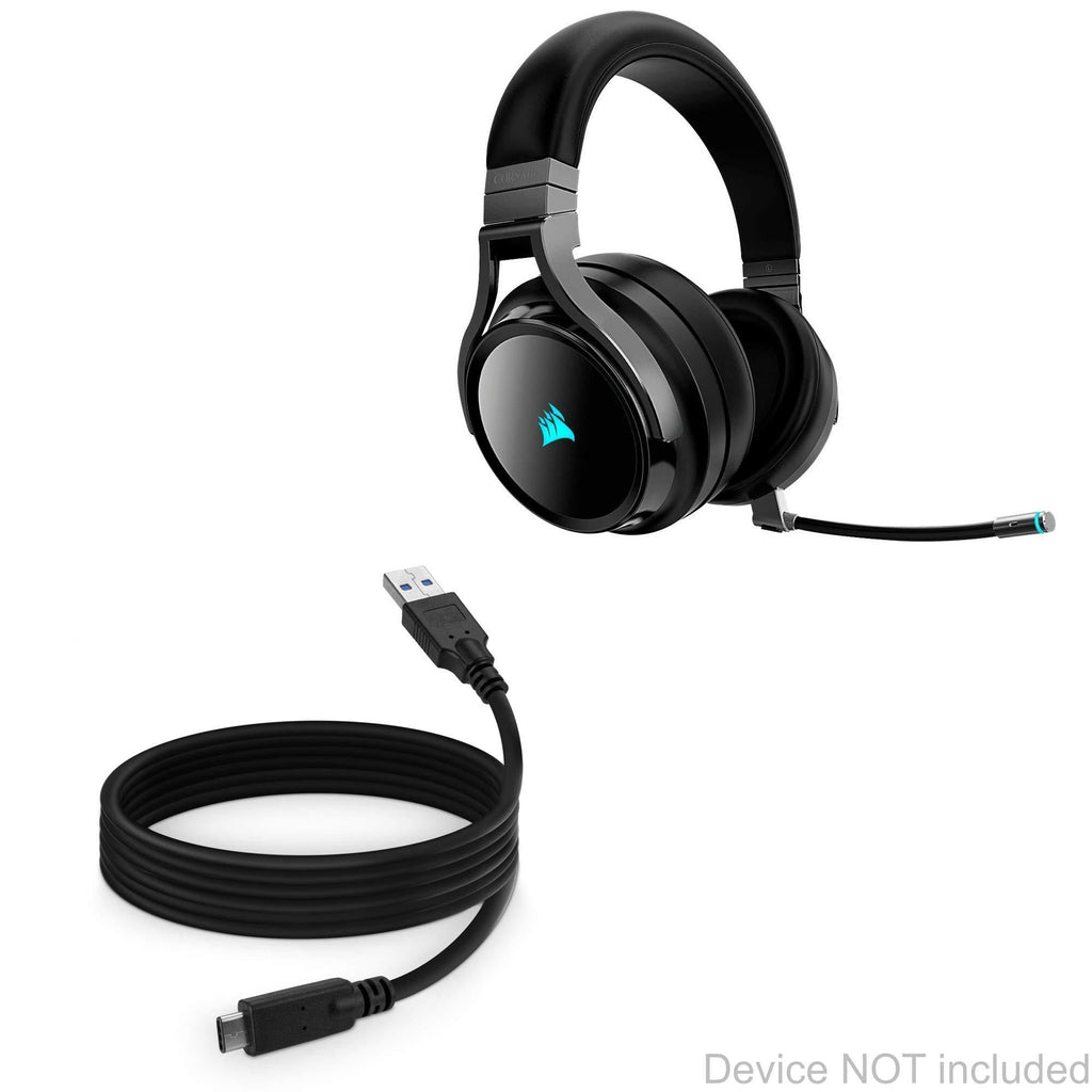 Corsair Virtuoso RGB Wireless Cable, BoxWave [DirectSync - USB 3.0 A to USB 3.1 Type C] USB C Charge and Sync Cable for Corsair Virtuoso RGB Wireless - 6ft - Black USB Cable - LeoForward Australia