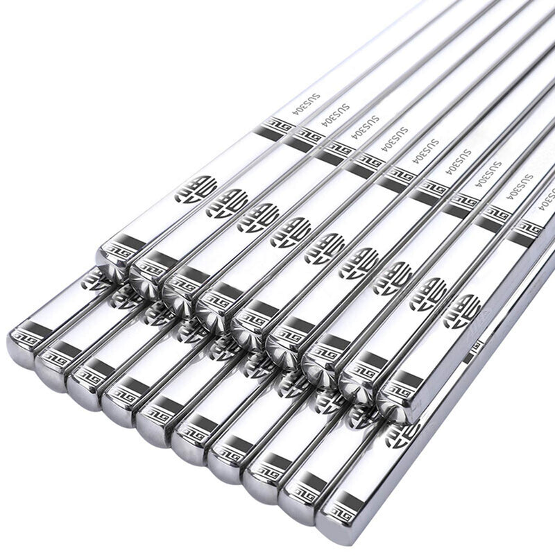  [AUSTRALIA] - Chopsticks Reusable Metal Chopsticks 304 Stainless Steel Chopsticks Lightweight Travel Reusable Chopsticks (10 pairs stainless steel chopsticks) 10 pairs stainless steel chopsticks