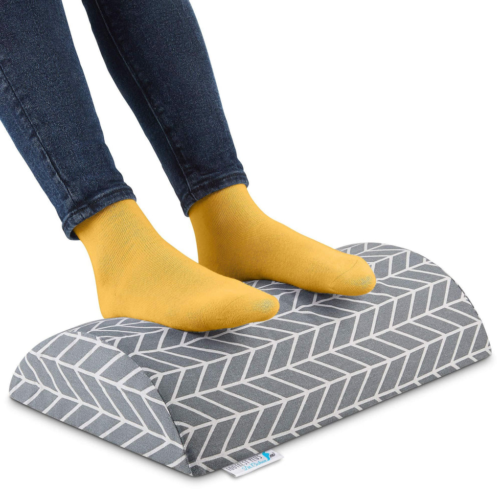 Under Desk Ergonomic Footrest Plus – Foam Foot Rest for Circulation and Comfort with Hook and Loop-Fasten Fabric – Office Essentials Footstool for Men and Women by Dr.Cushions, 4x11x17.5 In. Gray - LeoForward Australia