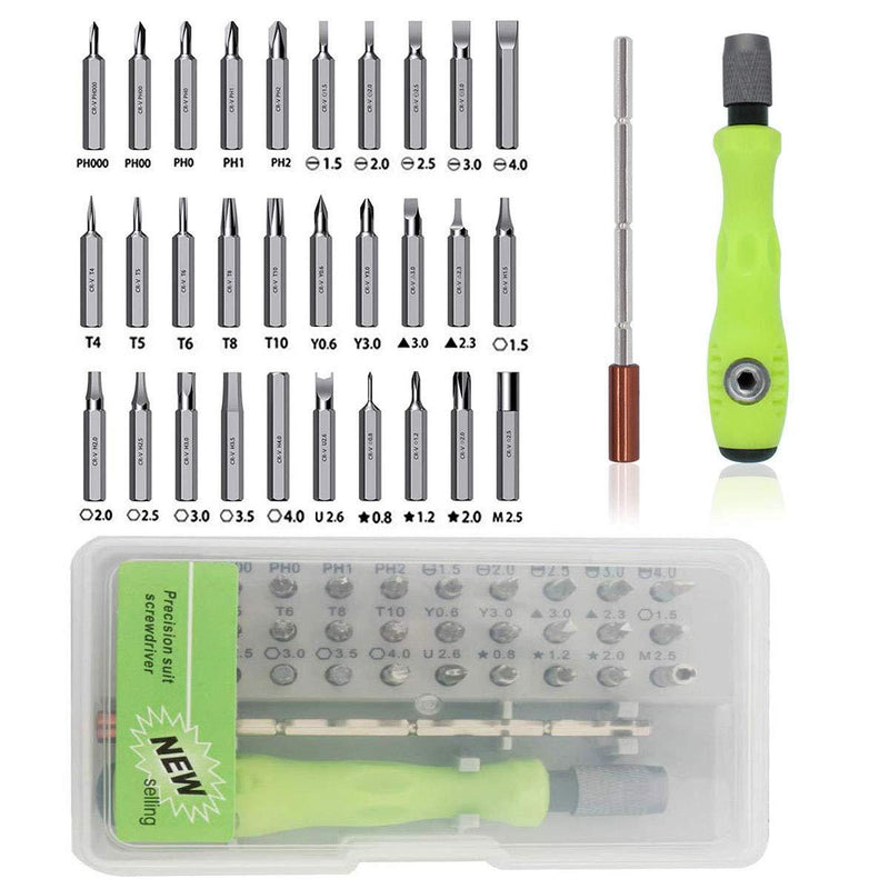  [AUSTRALIA] - 32 in 1 precision screwdriver set, suitable for repairing all laptops, mobile phones, and other electronic products. (Only works on micro projects) green