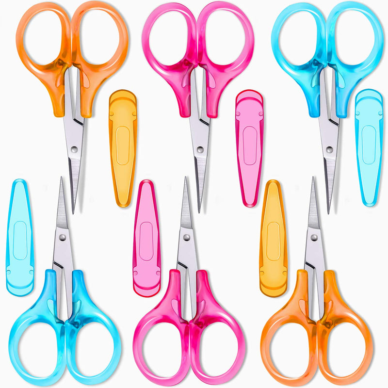  [AUSTRALIA] - Detail Craft Scissors Set Stainless Steel Scissors Straight Tip Scissors Curved Tip Scissors with Protective Cover for Facial Hair Trimming, Sewing, Crafting, DIY Projects (6 Pieces)