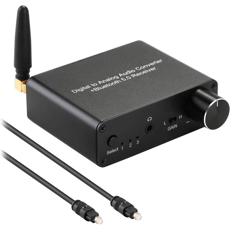  [AUSTRALIA] - 192kHz Digital to Analog Converter Bluetooth 5.0 Receiver DAC with 16-300Ω Headphone Amplifier Optical/Coaxial to RCA 3.5mm Audio Output with Volume Control for TV Phone Tablet (Normal, Basic) normal