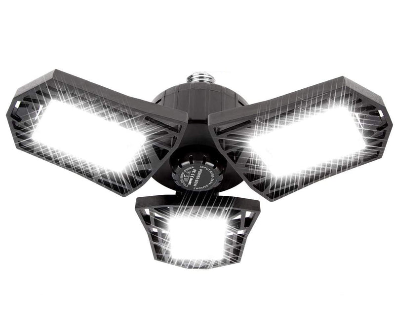  [AUSTRALIA] - LED Garage Light - 6000 Lumen 6500K Daylight 60W, Three Leaf Led Garage Ceiling Lights 60W 1-Pack