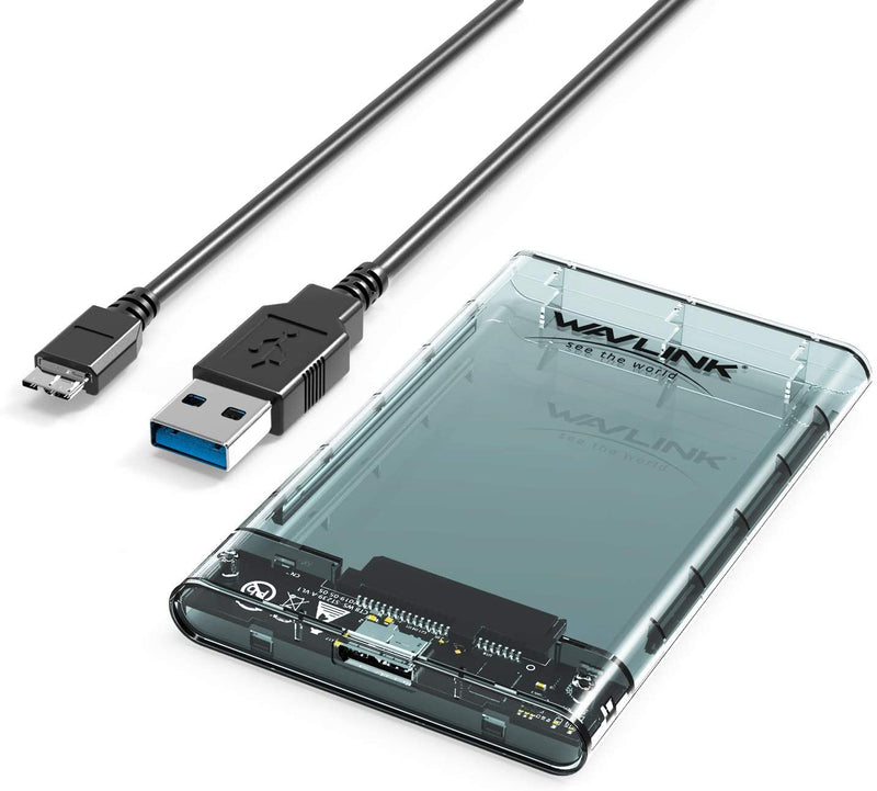  [AUSTRALIA] - WAVLINK USB 3.0 to SATA External Hard Drive Enclosure for 2.5 inch 5mm/7mm/9.5mm SATA I/II/III HDD/SSD Support UASP Function, Max 4TB Tool-Free Design