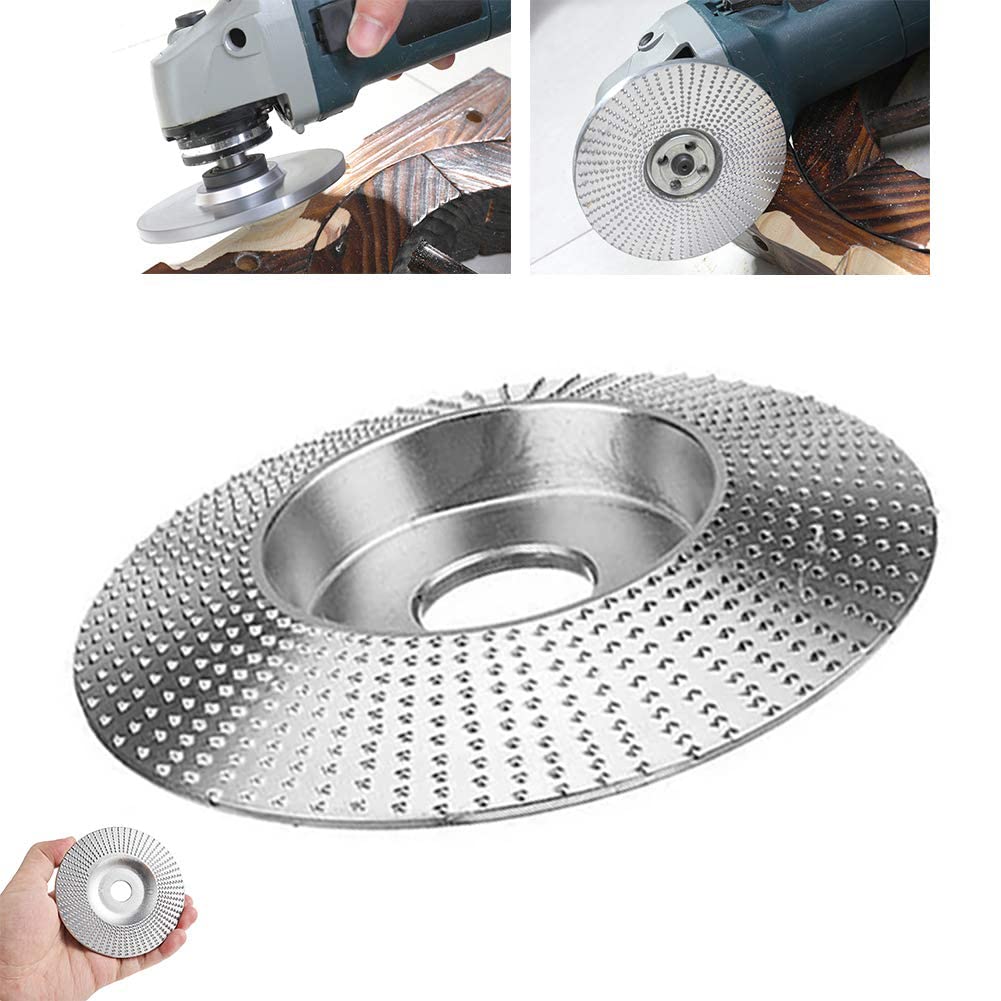  [AUSTRALIA] - JoyTube 4 Inch Wood Grinder Shaping Disc, 5/8” Bore Tungsten Carbide Grinding Wheel Abrasive Disc Angle Carving Tool Flat Flat slope