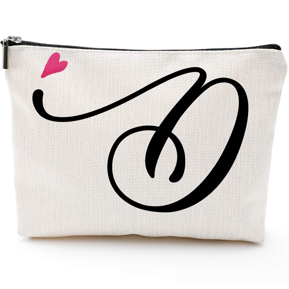 D Initial Monogram Personalized Travel Makeup Bag,Cosmetic Bag Pencil Pouch Gifts with Zipper Waterproof(Makeup bag-Letter D) - LeoForward Australia