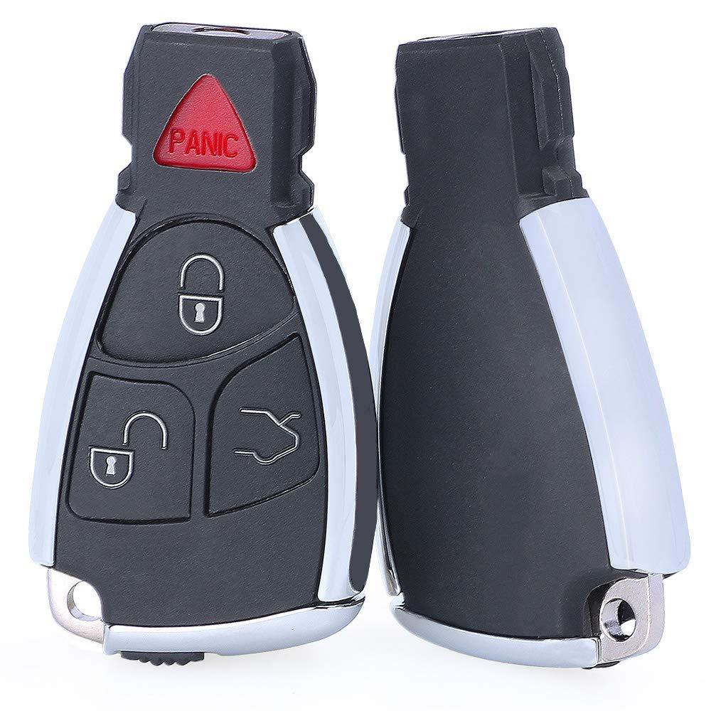 Keymall keyless entry remote car Key fob Shell Case 3 Button+Panic for Mercedes-Benz CLS C E S(Only for Non-smart key which Battery holder support 2 Batteries) - LeoForward Australia