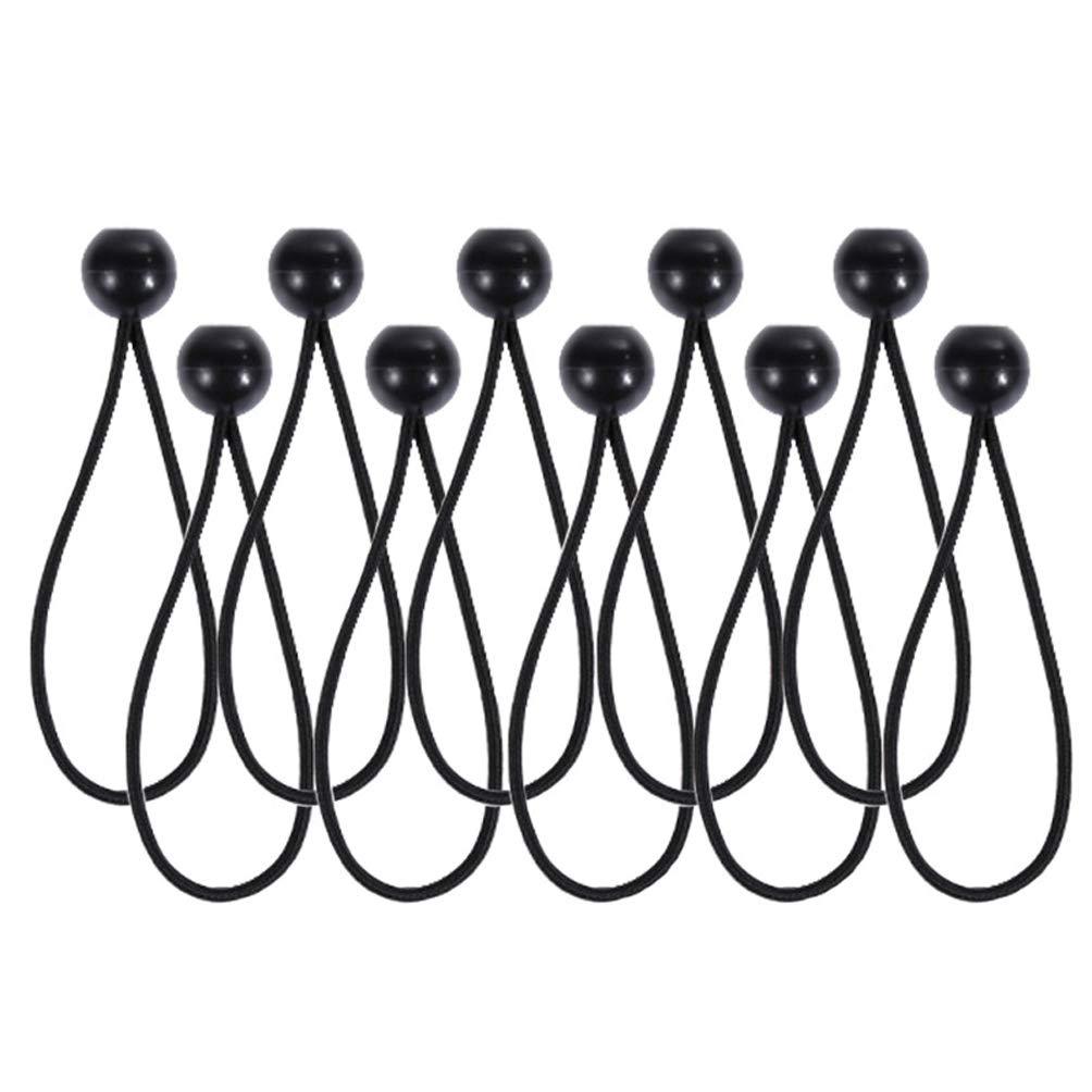  [AUSTRALIA] - 10 Pcs Black Plastic Ball Bungee Cords High Elastic Bands for Tent Tarp Canopy Baggage