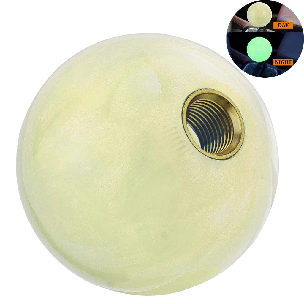  [AUSTRALIA] - Thruifo Ball Style Gear Car Shifter, Green Luminous in Dark, MT Shifting Stick Lever Shift Knob Fit Most Automatic Manual Vehicles, Beige