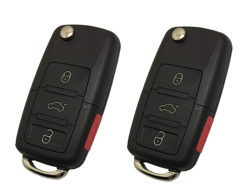 Key Fob Case Fit for VW Volkswagen Jetta Passat Golf Beetle Rabbit GTI CC EOS Replacement Key Shell 4 Buttons Keyless Entry Remote Key Fob Cover with Uncut Blade (2) 2 - LeoForward Australia