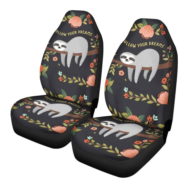  [AUSTRALIA] - Front Seat Covers 2 pcs,Vehicle Seat Protector Car Mat Covers, Fit for Sedan, SUV, Van (Sloth 1) Sloth 1