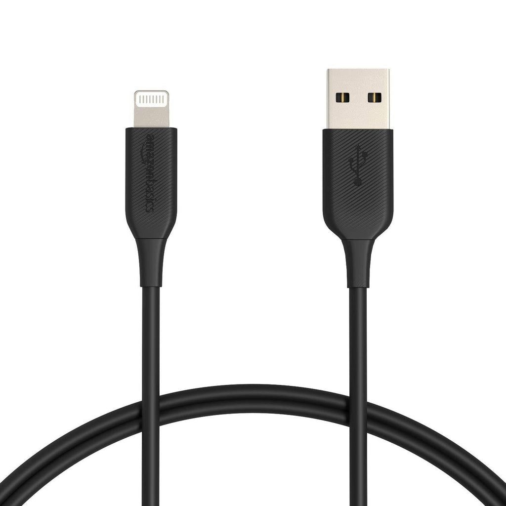 Amazon Basics ABS USB-A to Lightning Cable Cord, MFi Certified Charger for Apple iPhone, iPad, Black, 3-Ft, 2-Pack - LeoForward Australia