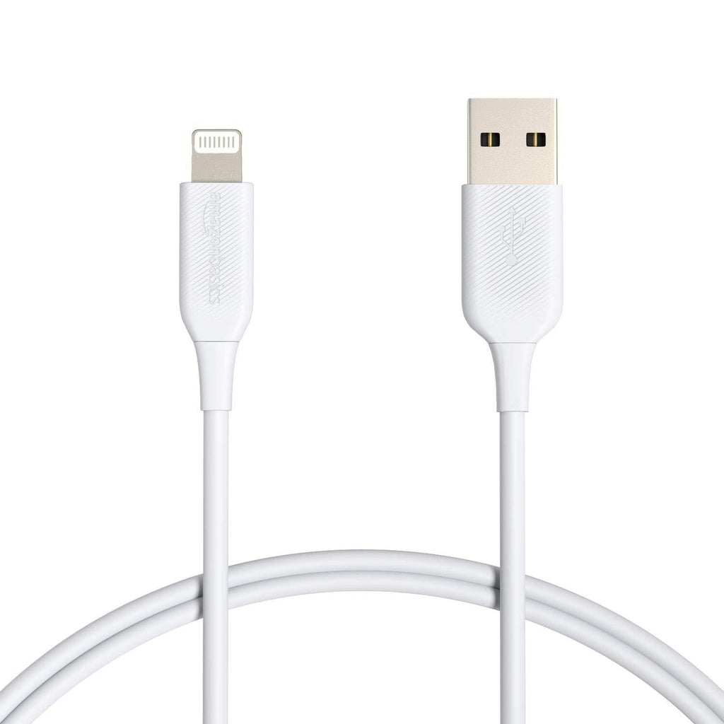 Amazon Basics ABS USB-A to Lightning Cable Cord, MFi Certified Charger for Apple iPhone, iPad, White, 3-Ft, 2-Pack - LeoForward Australia