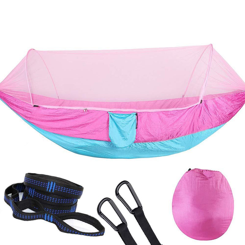  [AUSTRALIA] - WintMing Patent Camping Hammock with Mosquito Net and Rainfly Cover Pink