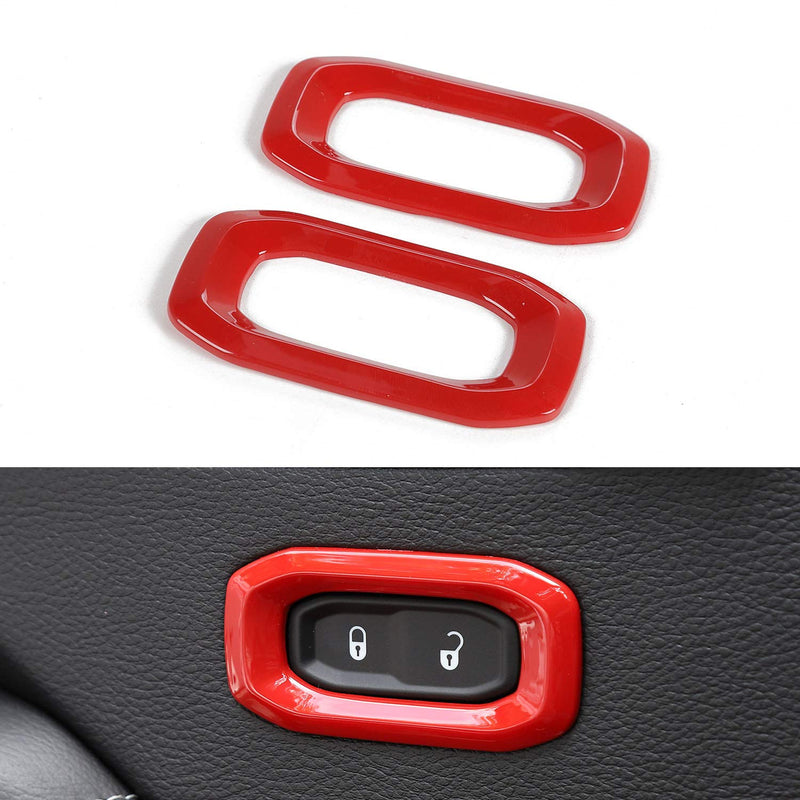  [AUSTRALIA] - RT-TCZ Car Door Lock Switch Lid Button Decoration Stickers Trim ABS Cover for Jeep 2018-2020 JL Carbon Fiber for Jeep Wrangler Accessories Red Color