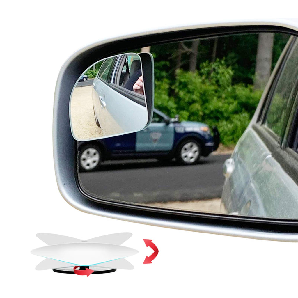 Ampper Fan Shape Blind Spot Mirror, HD Glass Frameless Stick on Adjustabe Few Convex Wide Angle Rear View Mirror for Car Blind Spot, Pack of 2 - LeoForward Australia
