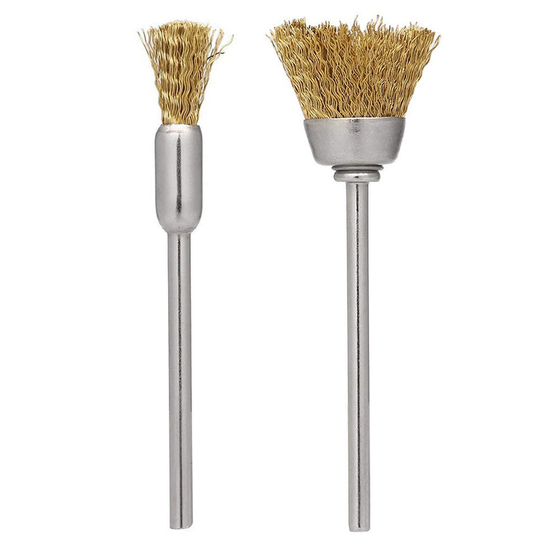  [AUSTRALIA] - 2 Pcs Mini Copper Wire Brushes tainless Steel Handle Dental Nail Drill Bit Cleaning Brush for Slag Stain Rust Dust