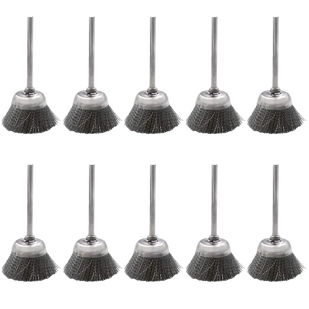  [AUSTRALIA] - Sydien 10Pcs 1-Inch Wire Wheel Brush Cup Stainless Steel Brushes Wheel with 3mm Shank Stainless steel wire