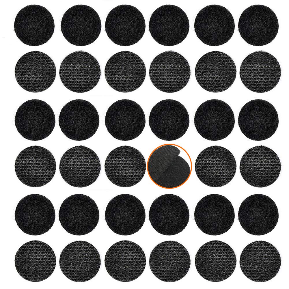  [AUSTRALIA] - 256pcs Hook and Loop Dots (128 Pairs) 1 inch (25mm Coins) Self Adhesive dots- Double Sided Adhesive Dot Tapes - Tape dots for Home Travel Box Trunk Paper Craft Sticks (Black) Black