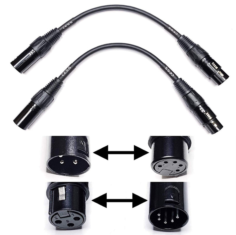  [AUSTRALIA] - CESS-078 XLR 3 Pin to XLR 5 Pin Adapter Cables, XLR3M to XLR5F & XLR3F to XLR5M, 2 Pack