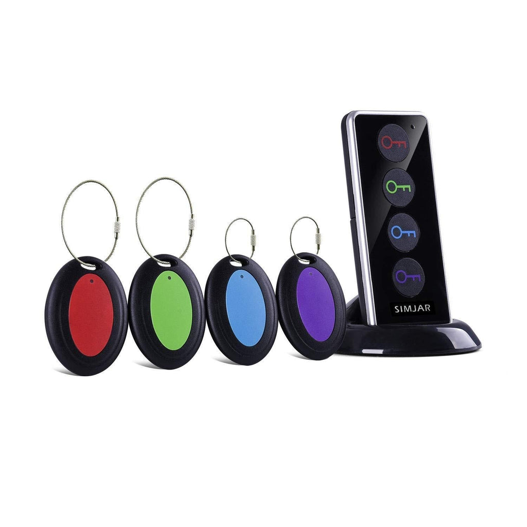  [AUSTRALIA] - Key Finder with Extra 4 Long Chains & Up to 131ft Working Range in Open Space, Simjar Wireless Remote Control RF Key Finder Locator for Keys Wallet Phone Glasses Luggage Pet Tracker Black