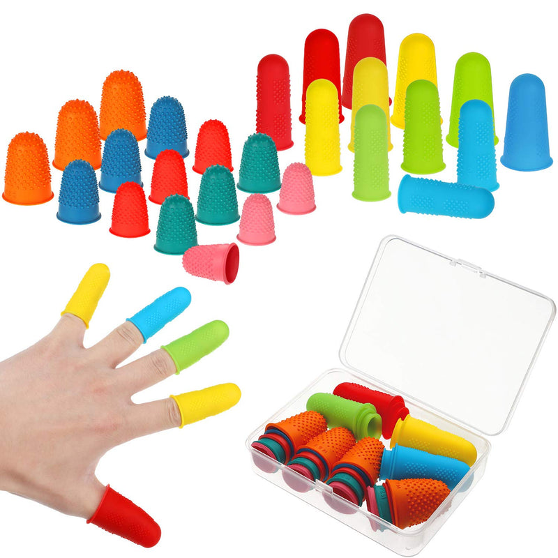  [AUSTRALIA] - 32 Pieces Rubber Finger Tips Silicone Finger Protectors Thimble Finger Cover Caps Finger Pads with Assorted Sizes for Counting Collating Writing Sorting Task Hot Glue Sewing and Sport Supplies