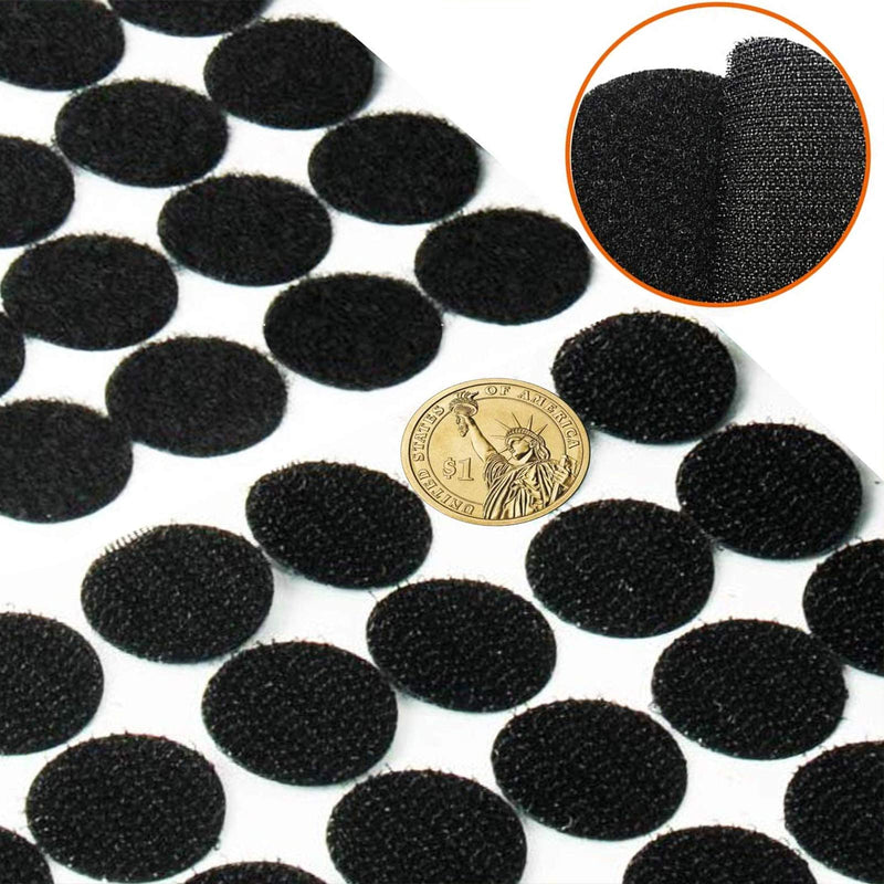  [AUSTRALIA] - 160pcs Hook and Loop Dots Self Adhesive Dots 25mm/1inch Round Self Adhesive Coins Sticky Back Tape Strips Fabric Fastener Light Weight Magic Super Sticky Strong Hold for Home, DIY (Black, 80 Pairs) 160PCS