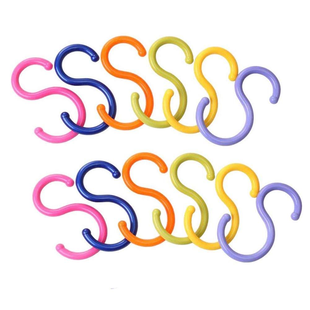 18Pcs Colorded S Shaped Hooks Plastic Hanging Hooks Holder Rack Hooks for Shirt Towel Dress Bag Clothes Hanger Hook and Kitchenware Spoons Etc - LeoForward Australia