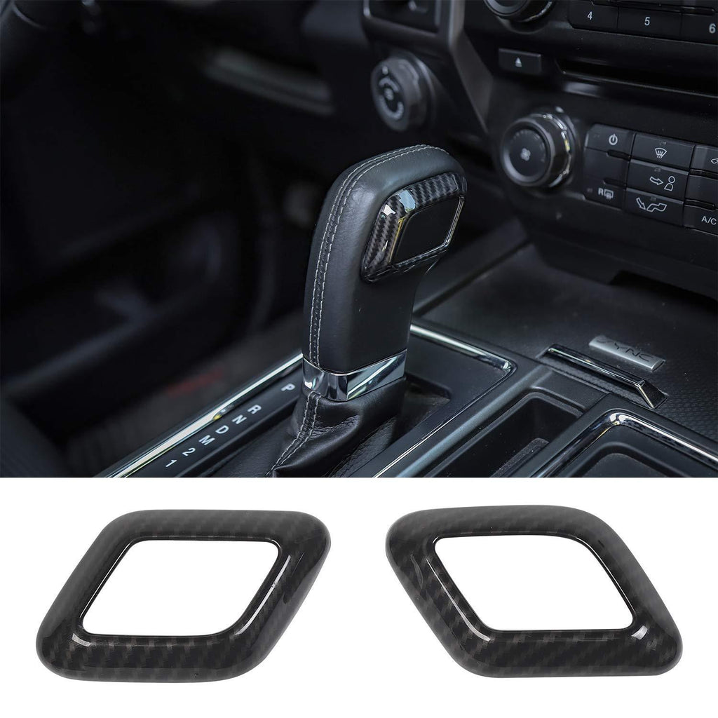  [AUSTRALIA] - JeCar for Ford F150 Gear Shifter Head Trim Cover Frame Deacorative Trim Cover Frame for Ford F150 2015 2016 2017 (Carbon Fiber Grain) Carbon Fiber Grain