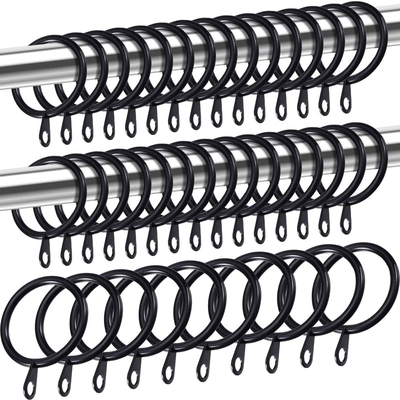  [AUSTRALIA] - Shappy 40 Packs Metal Drapery Curtain Rings Hanging Rings for Curtains and Rods, Drape Sliding Eyelet Rings 30 mm Internal Diameter (Black) Black