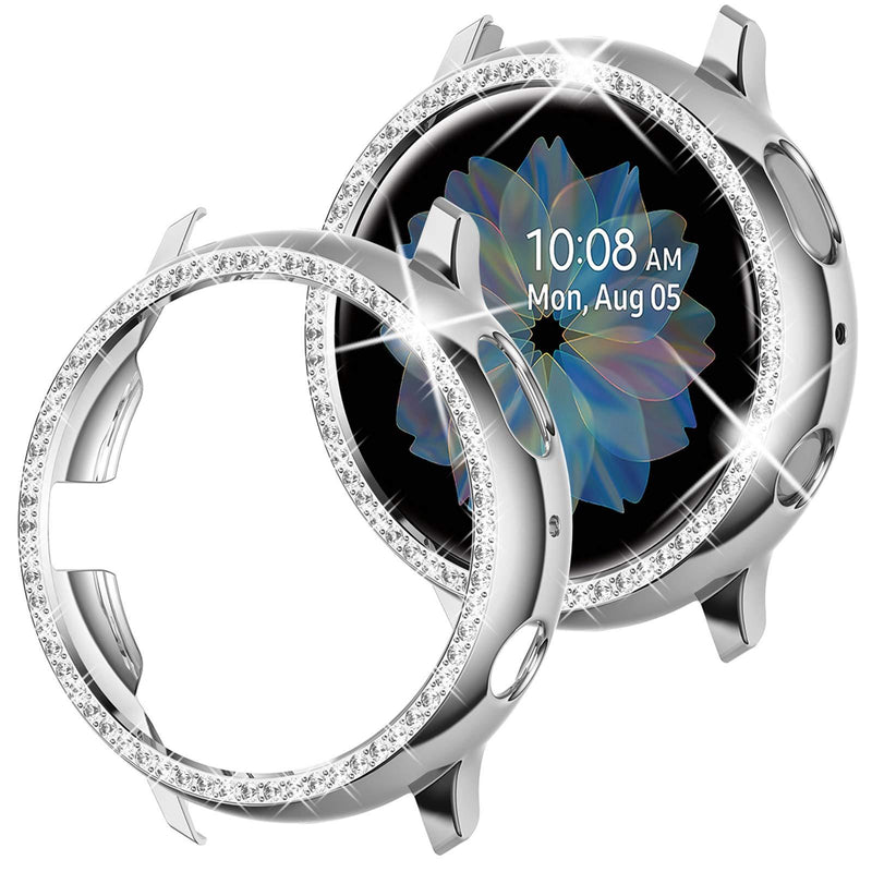 Goton Compatible Samsung Galaxy Watch Active 2 Case Bling 44mm 2019 Release, Women Girl Crystal Diamond Watch Bezel Bumper Protector Shiny Watch Face Case Cover for Samsung Active2 44mm (Silver, 44mm) Silver - LeoForward Australia