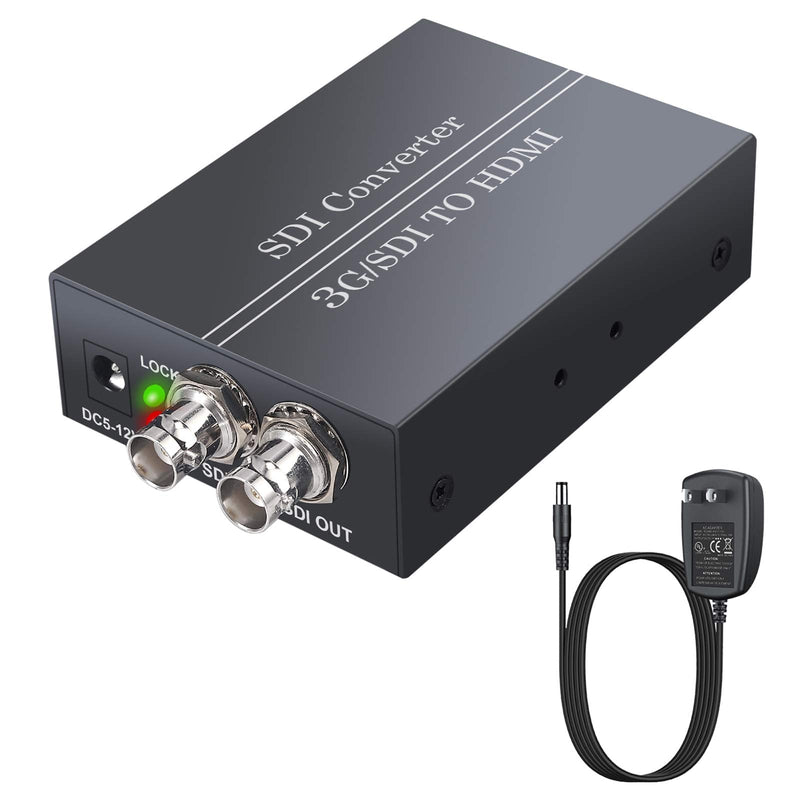  [AUSTRALIA] - eSynic SDI to HDMI, SDI to SDI, SDI to HDMI Converter Adapter with 5V Power Adapter Support SDI Loop Out 3G-SDI/HD-SDI/SD-SDI to Full HD 1080P HDMI and SDI Audio Video Converter for SDI Camera DVR TV