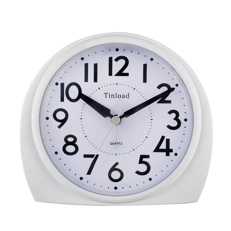 5.5" Silent Analog Alarm Clock Non Ticking, Gentle Wake, Beep Sounds, Increasing Volume, Battery Operated Snooze and Light Functions, Easy Set (White) White - LeoForward Australia