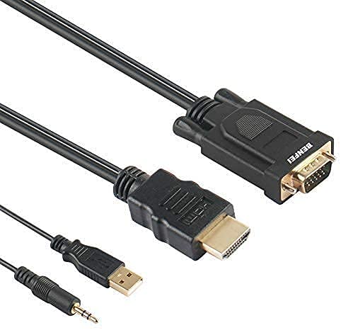 HDMI to VGA, Benfei Gold-Plated HDMI to VGA 3 Feet Cable with Power and Audio Compatible for Computer, Desktop, Laptop, PC, Monitor, Projector, HDTV, Chromebook, Raspberry Pi, Roku, Xbox Black - LeoForward Australia